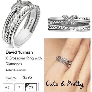 David Yurman Silver X Crossover Ring with Diamonds